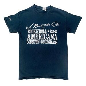 Y2K Music City Shirt Gildan We Built This City Rock and Roll R&B Americana small